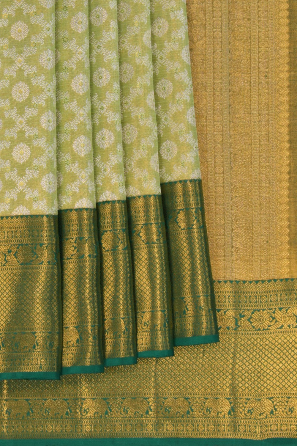 Image of Kanchipattu Brocade Spring Green Saree